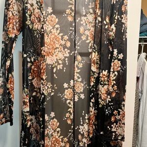 Purple Snow Black Floral Cover-Up